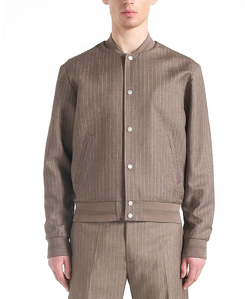 Savin Pinstripe Tailored Bomber by Maniere De Voir