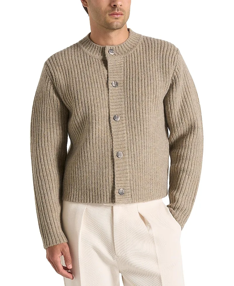 Alix Crewneck Ribbed Knit Cardigan by Maniere De Voir