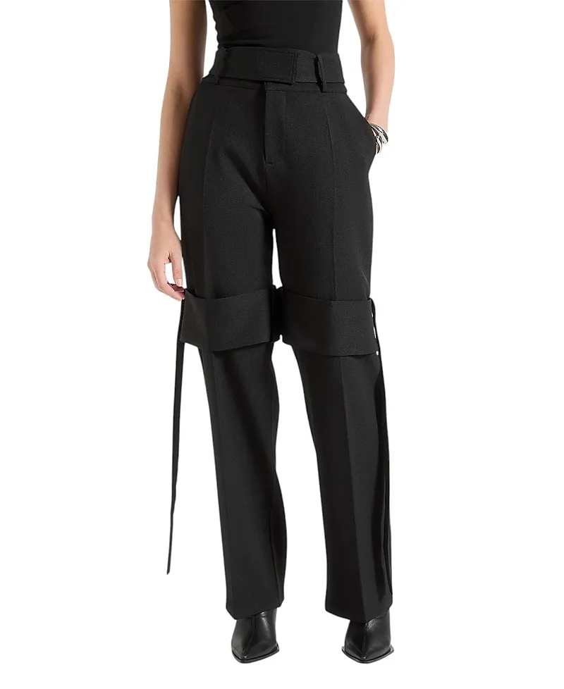 Isabelle Tailored Belted Strap Detail Trousers by Maniere De Voir
