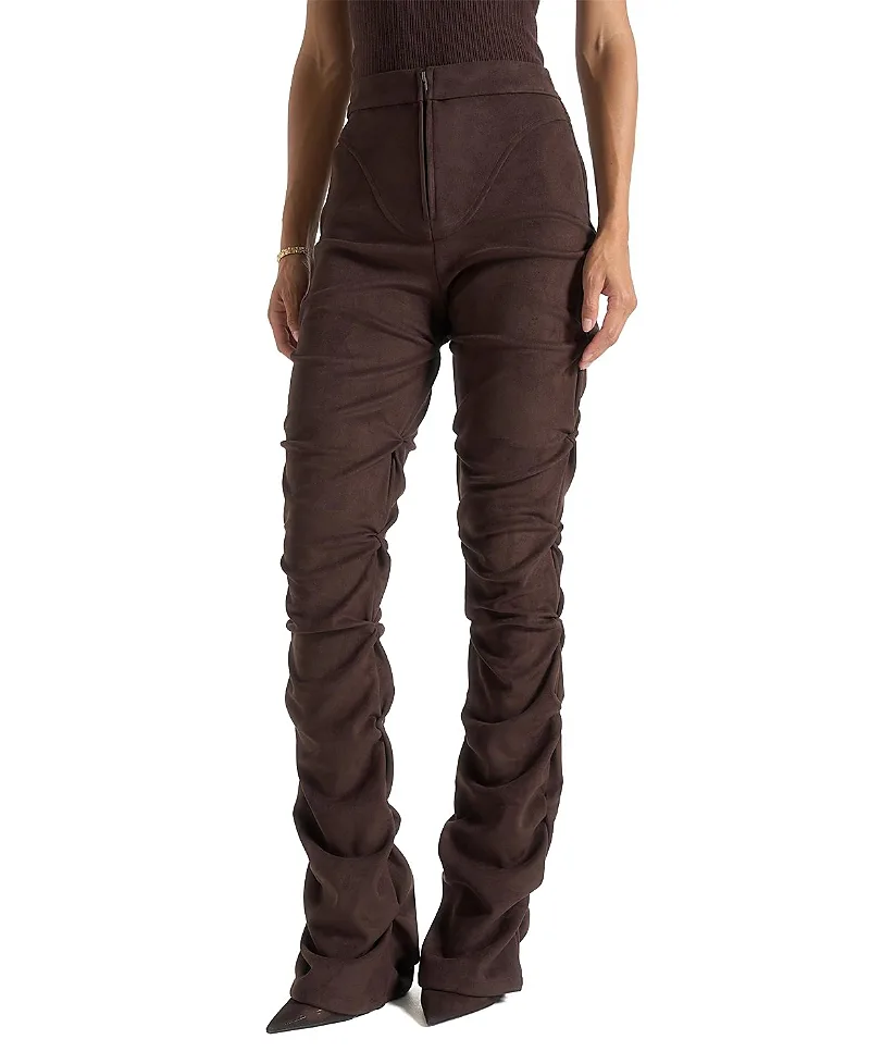 Caroline Tacked Suede Flared Trousers by Maniere De Voir