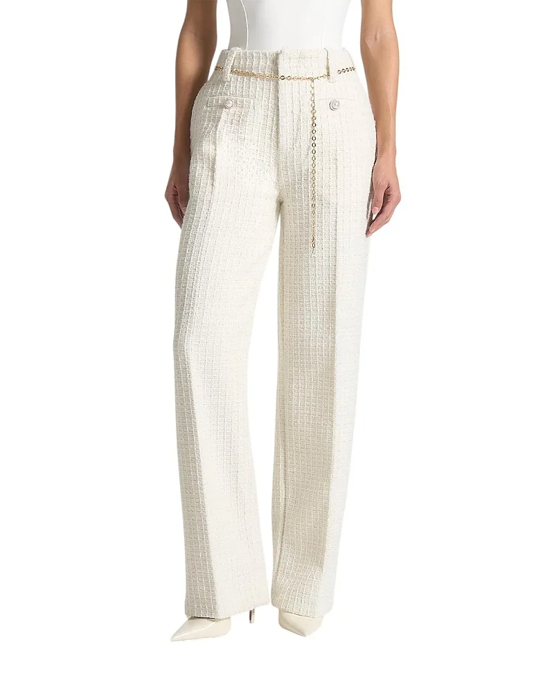 Nathalie Tweed Trousers with Belt by Maniere De Voir