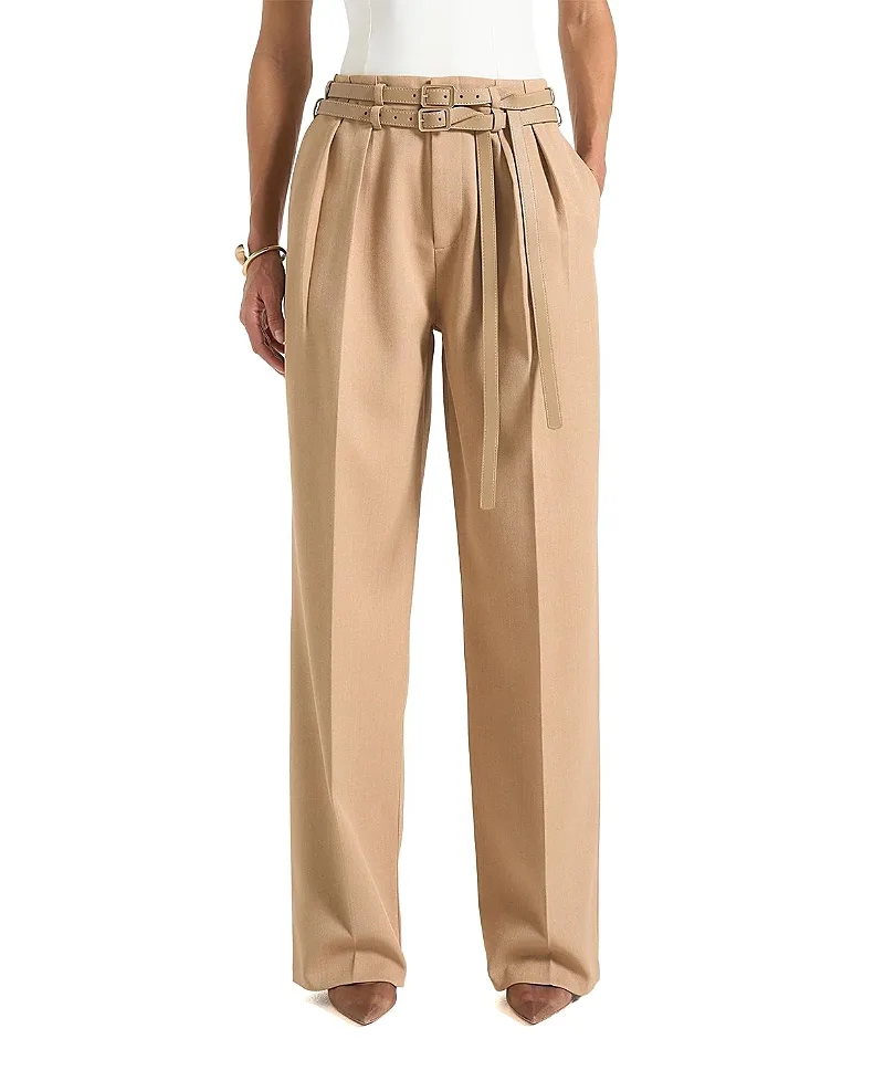 Pascale Wide Leg Trousers with Double Belt by Maniere De Voir