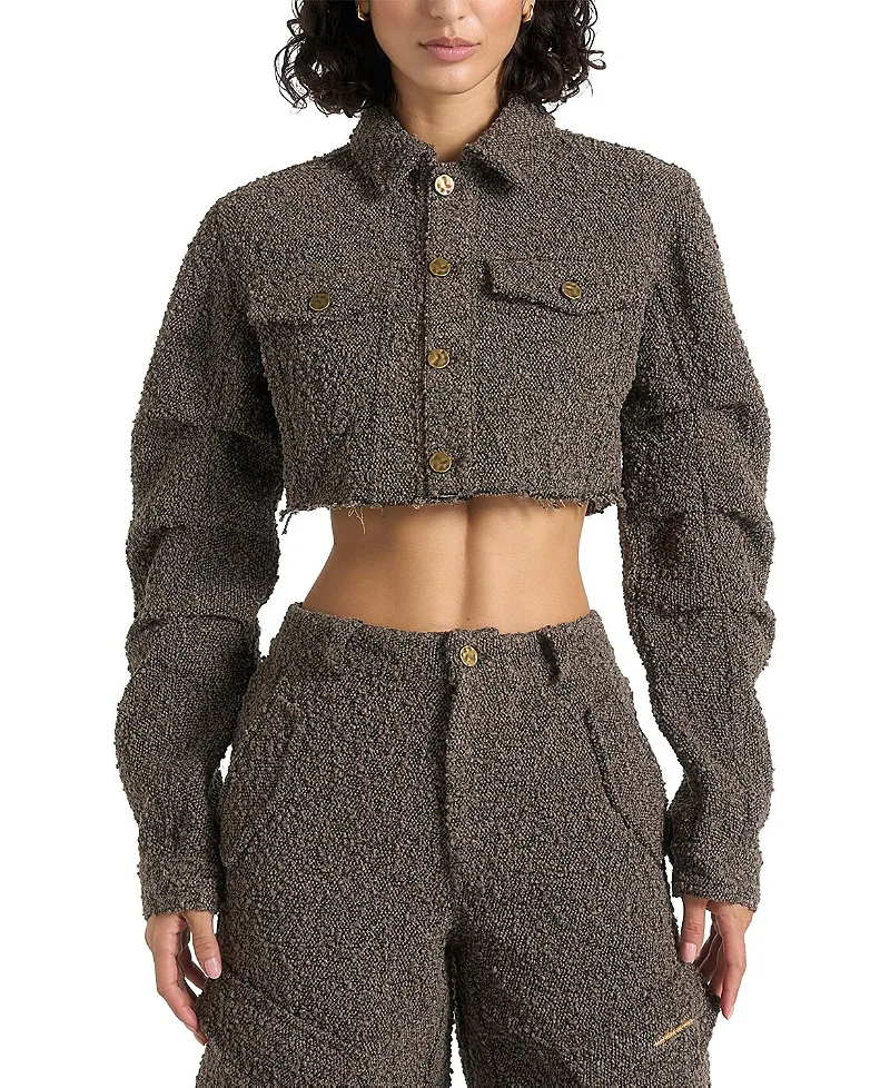 Catherine Cropped Boucle Jacket by Maniere De Voir
