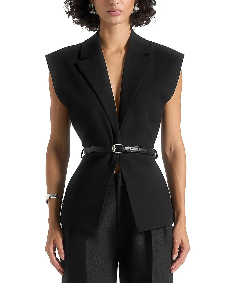 Linda Tailored Wide Shoulder Cinched Waistcoat by Maniere De Voir