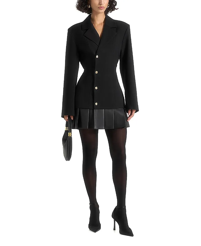 Nicole Tailored Cinch Blazer Dress with Pleats by Maniere De Voir