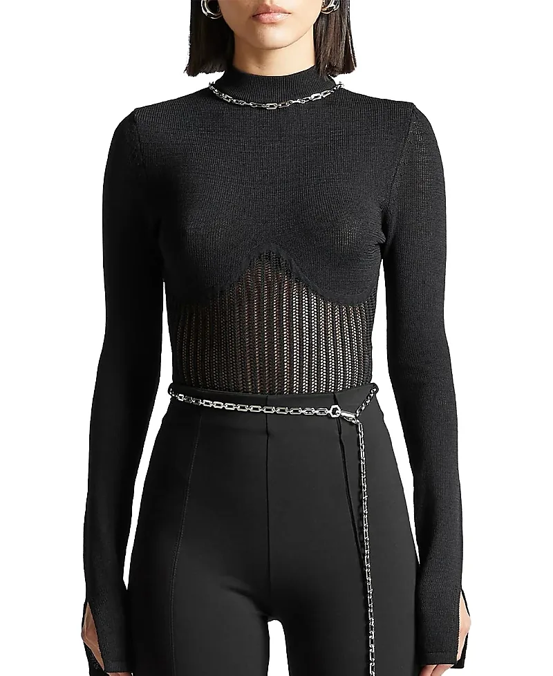 Contour Knit Bodysuit with Chain by Maniere De Voir
