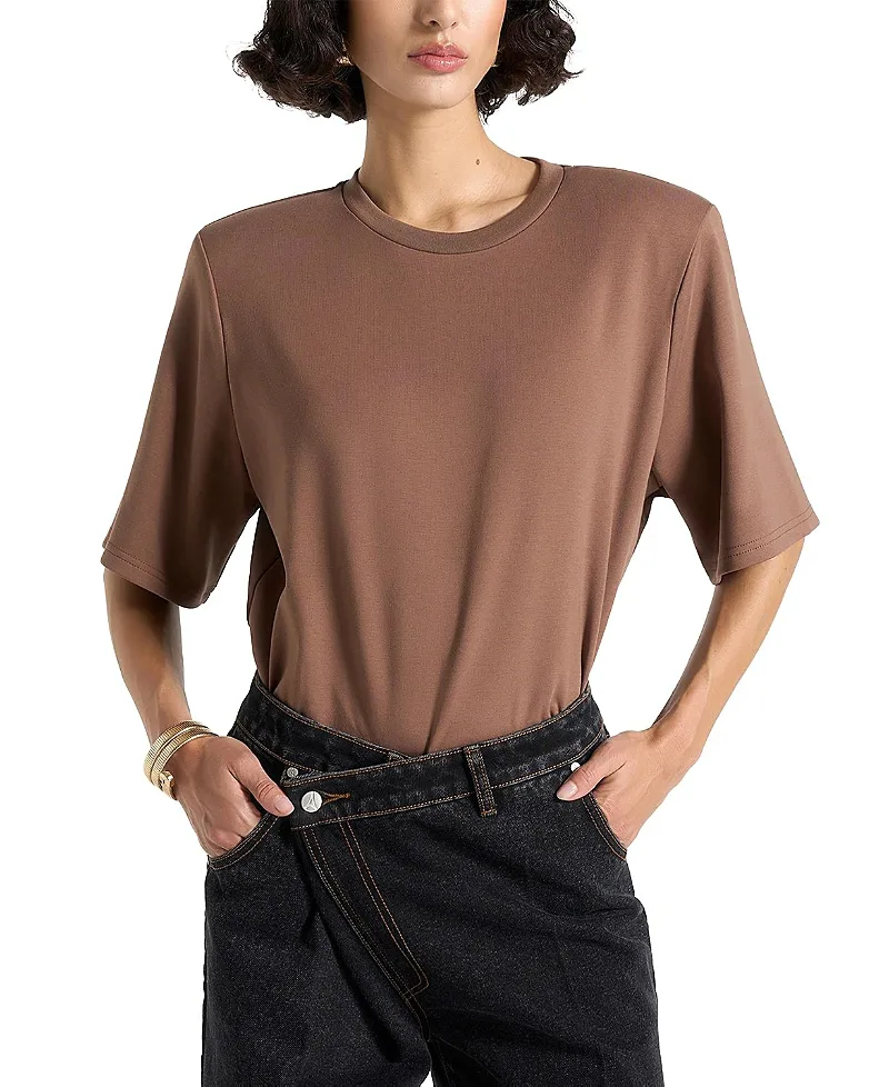 Mia Wide Shoulder Bodysuit T-Shirt by Maniere De Voir