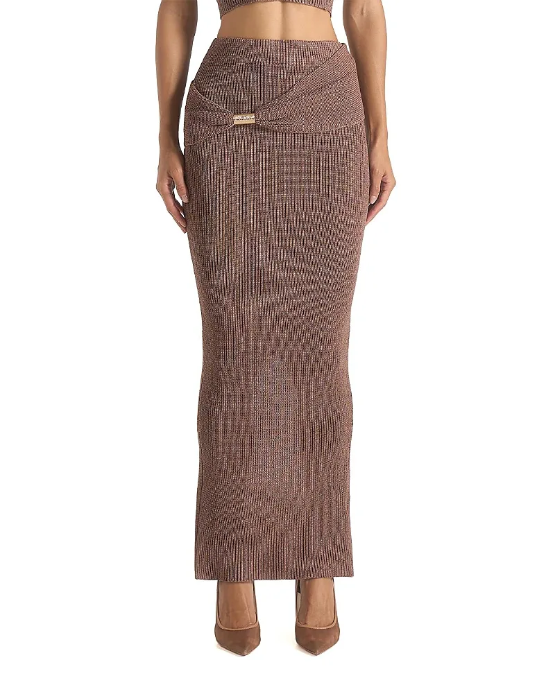 Amy Asymmetric Midaxi Skirt with Hardware Detail by Maniere De Voir