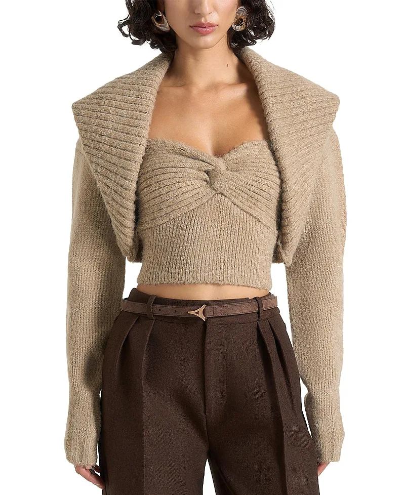 Emya 2-In-1 Knit Shrug with Twisted Bandeau Top by Maniere De Voir