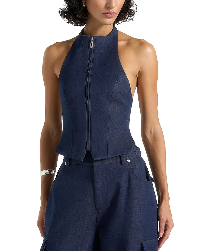 Claudette Halterneck Backless Top by Maniere De Voir