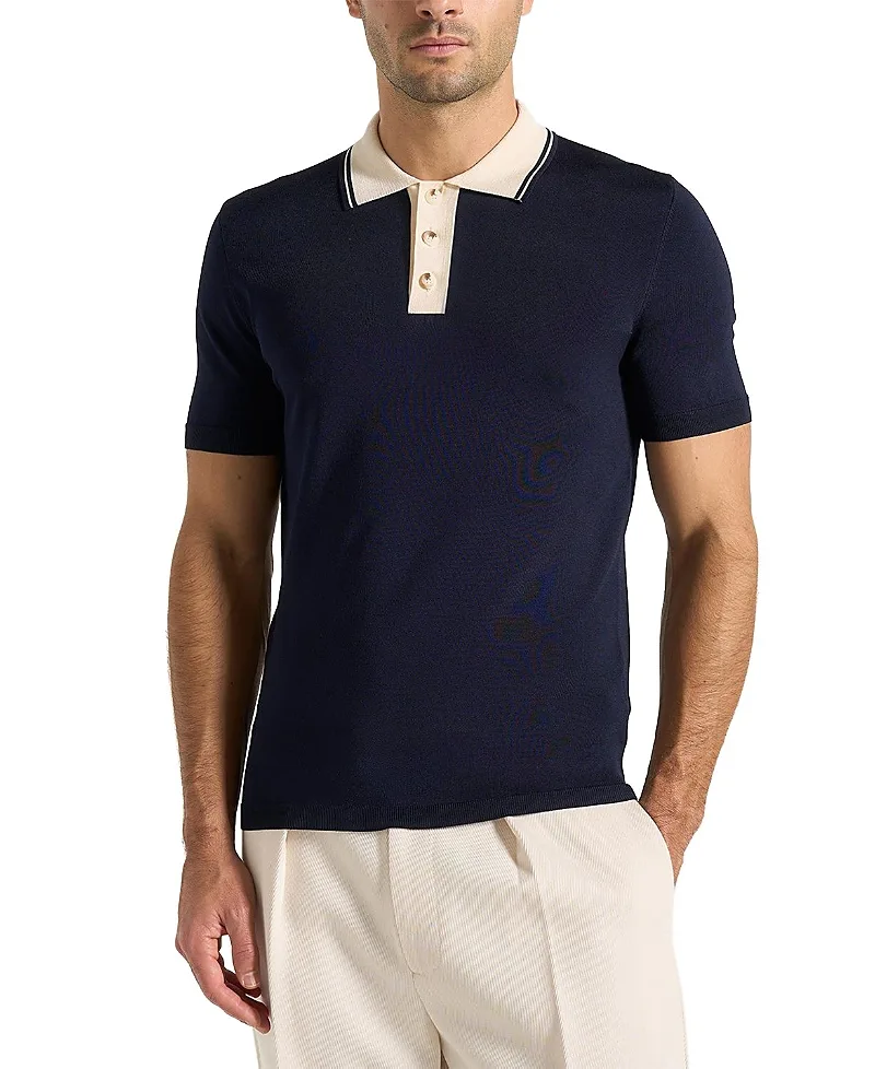 Roux Contrast Detail Luxe Knit Polo Shirt by Maniere De Voir