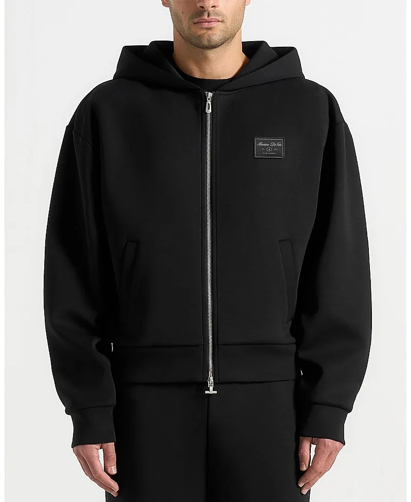 Ray Neoprene Cropped Zip Hoodie by Maniere De Voir