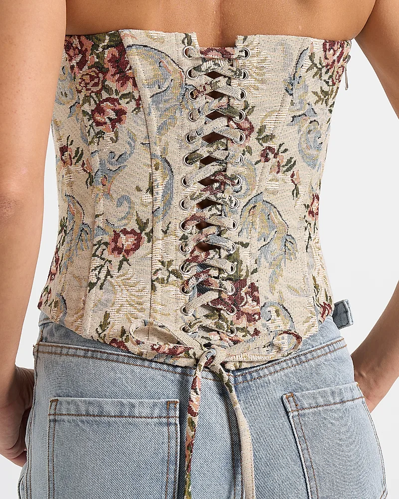 Scarlett Tapestry Lace Up Corset by Maniere De Voir