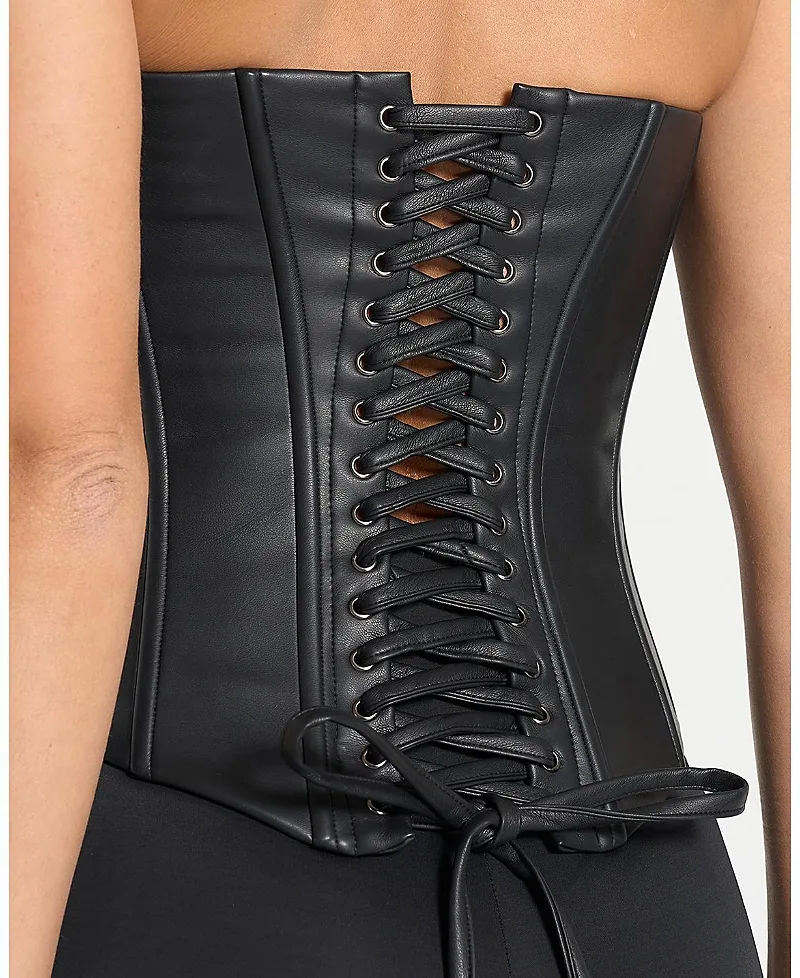Scarlett Leather Lace Up Corset by Maniere De Voir