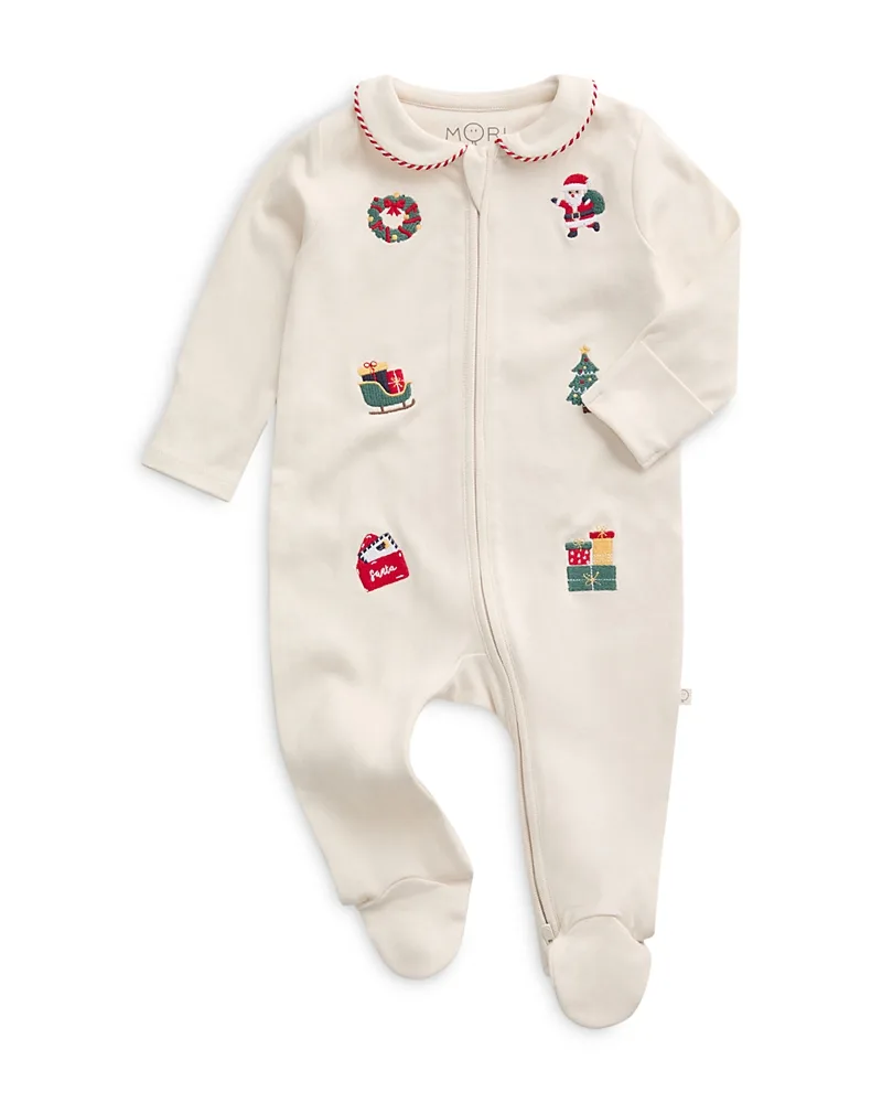 Embroidered Two Way Zip Up Sleepsuit Footie by Mori