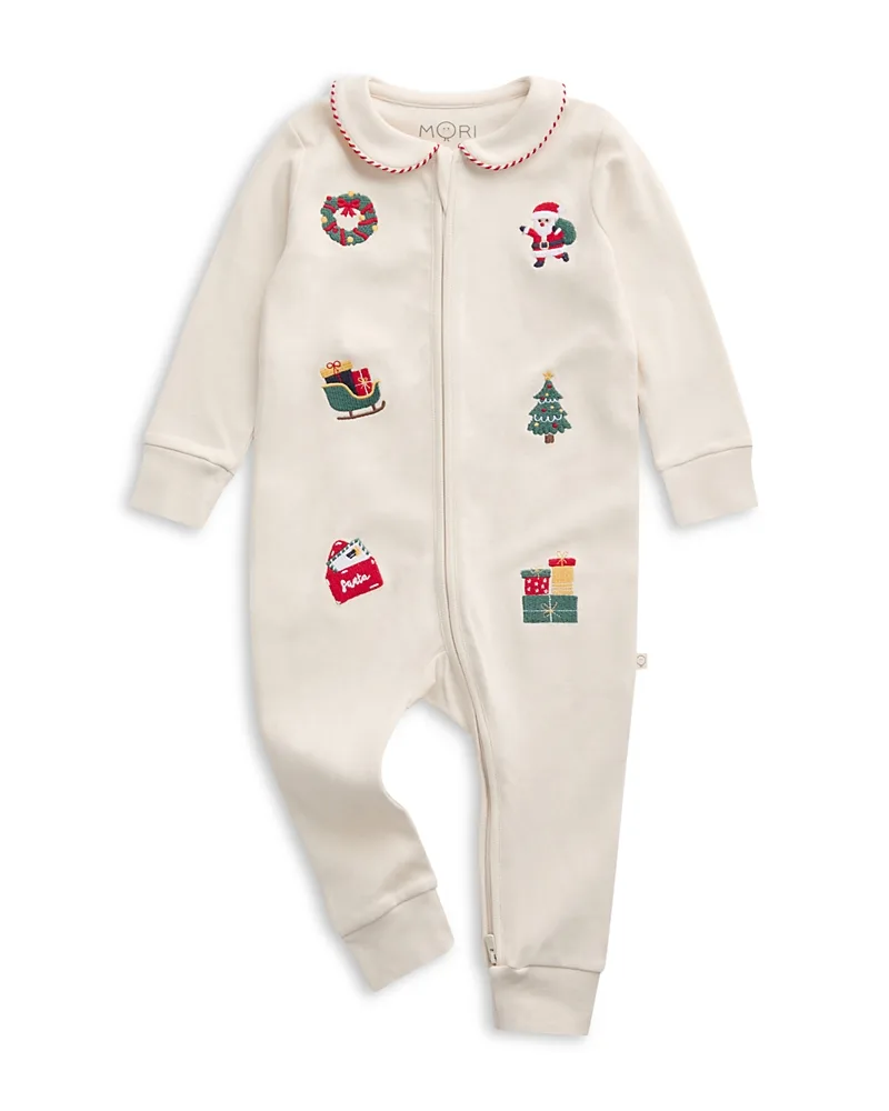 Embroidered Two Way Zip Up Sleepsuit Coverall by Mori