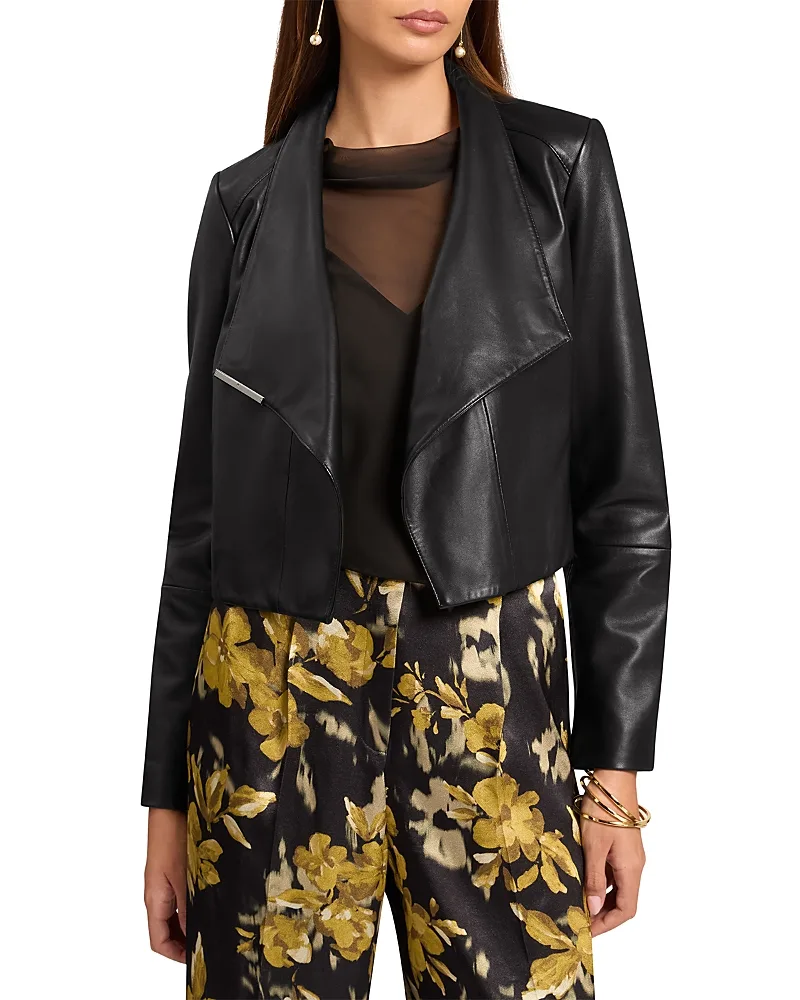 Riyoze Leather Cropped Wrap Jacket by Ted Baker