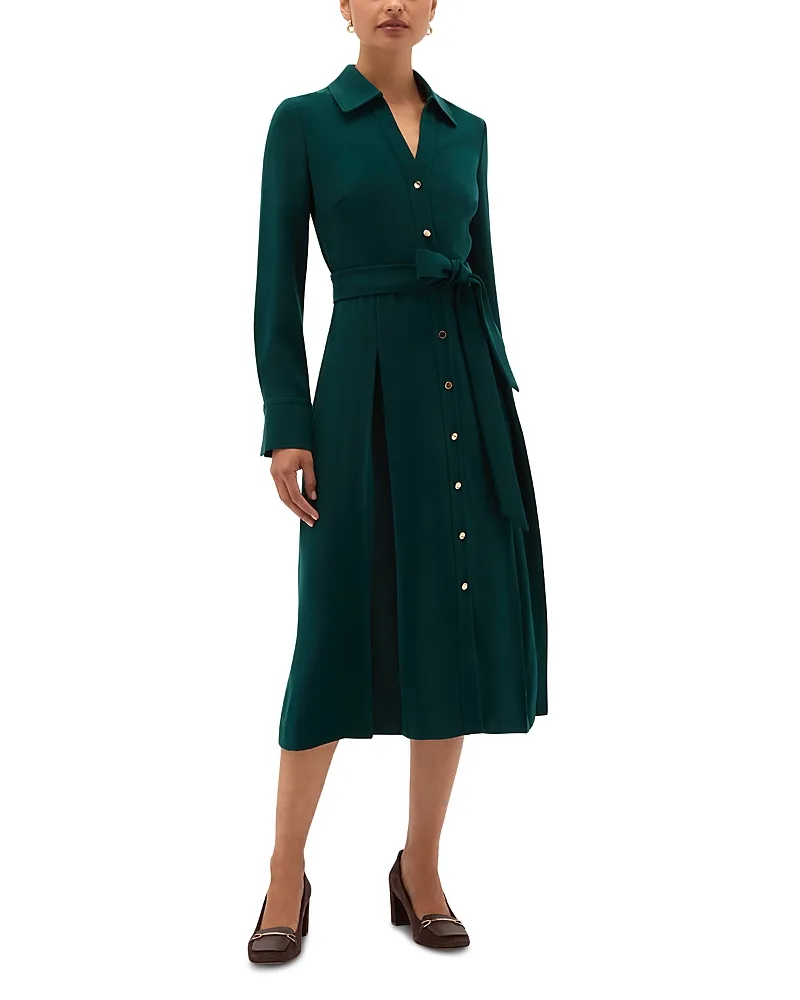 Mylie Pleated Button Front Dress by Hobbs London