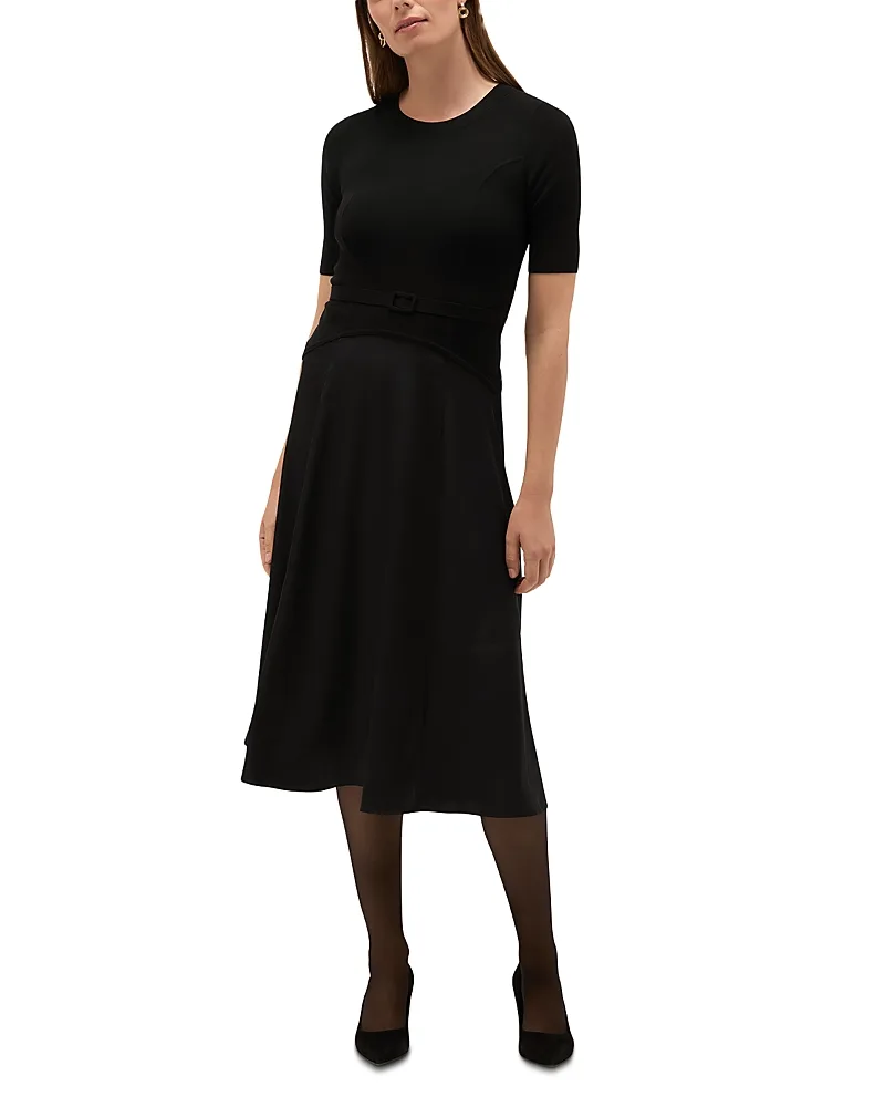 Nadia Belted Mixed Media Dress by Hobbs London