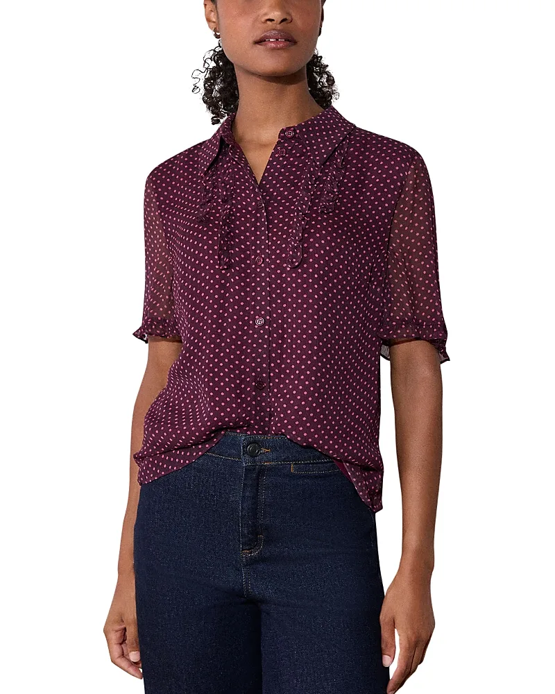 Polka Dot Sheer Sleeve Shirt by Whistles