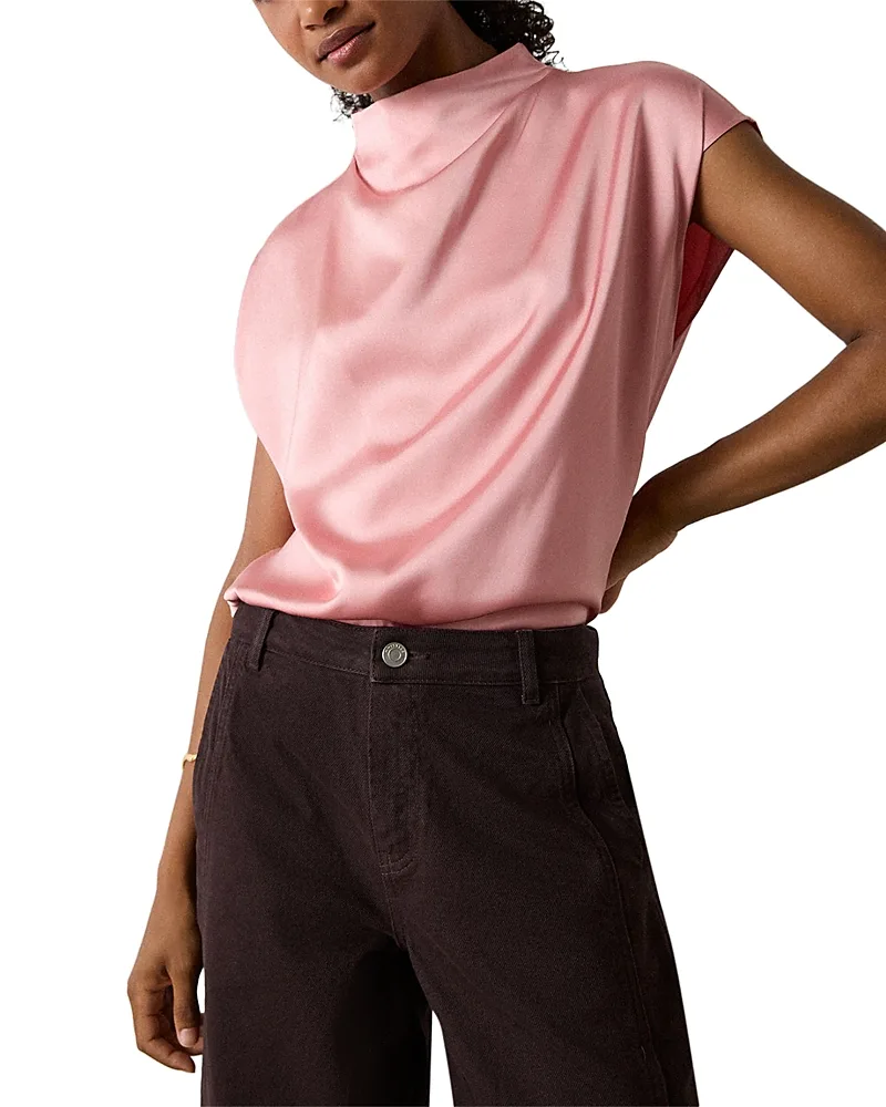 Cowl Neck Satin Sleeveless Top by Whistles