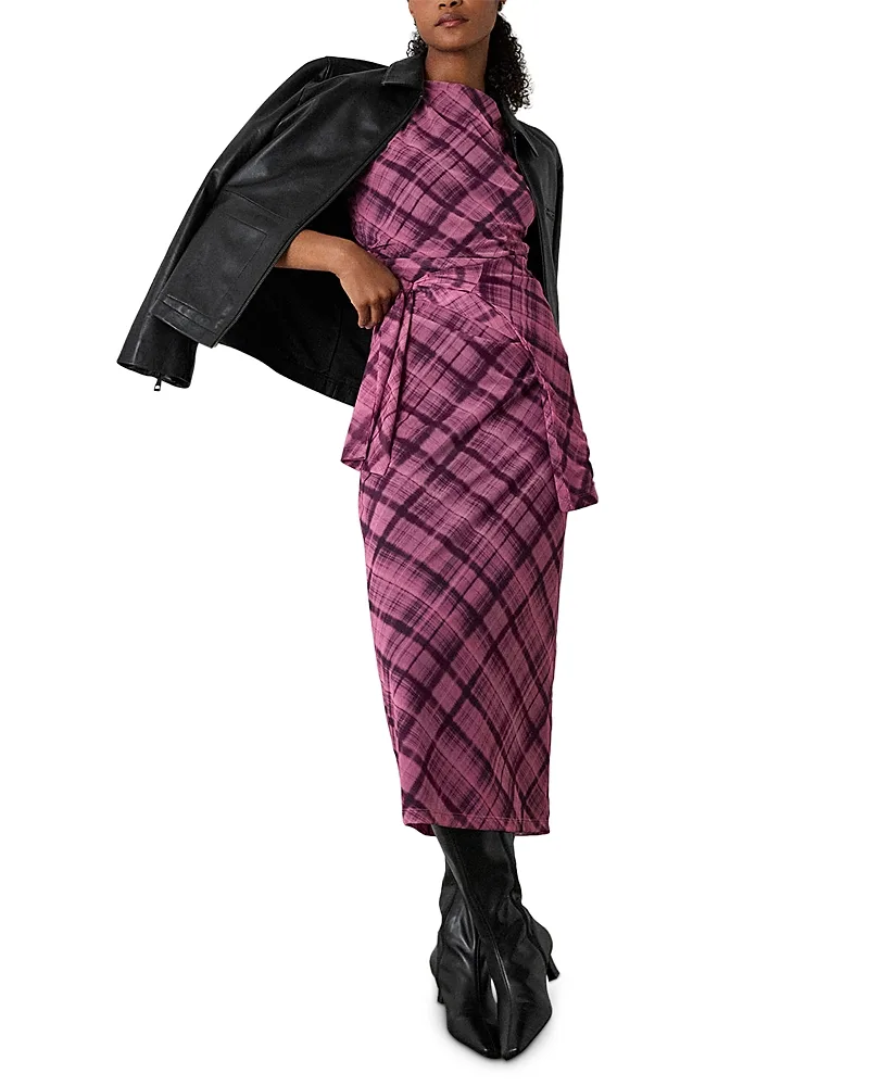 Check Mesh Midi Dress by Whistles
