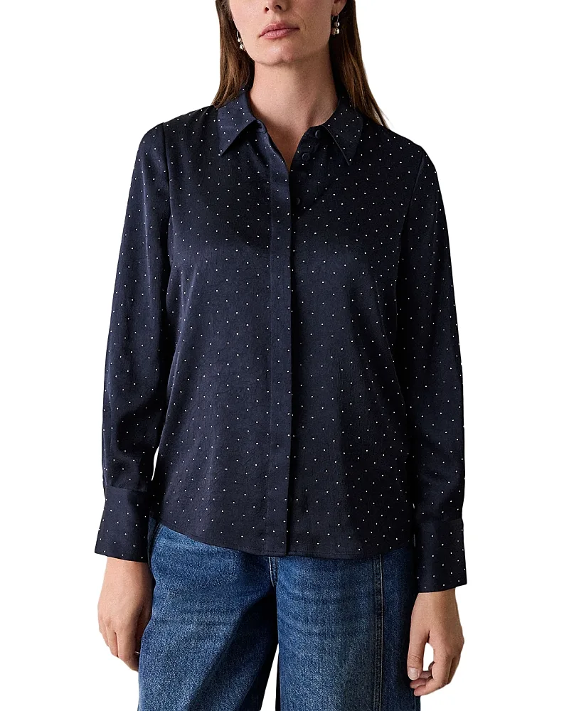 Embellished Hammered Satin Shirt by Whistles
