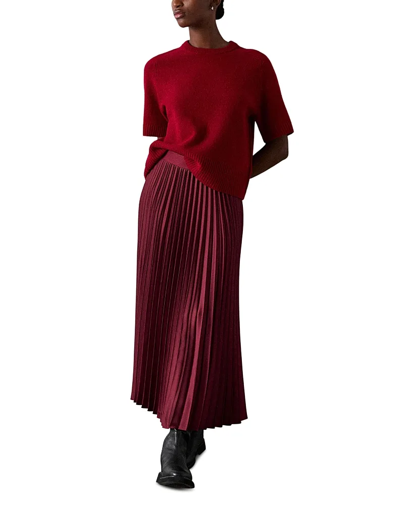 Satin Pleated Midi Skirt by Whistles