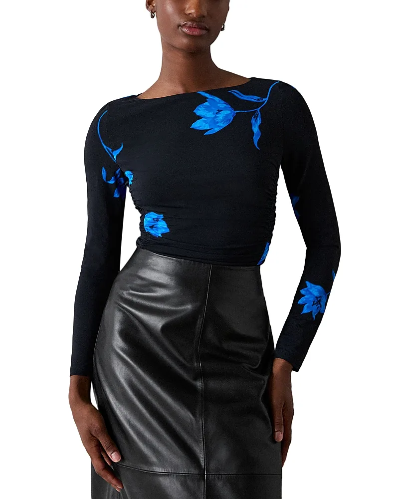 Floral Jersey Side Ruched Top by Whistles