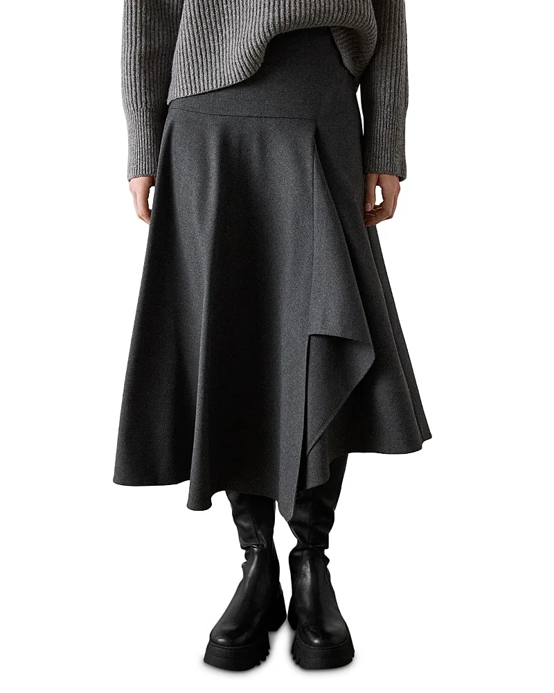 Draped Asymmetric Midi Skirt by Whistles