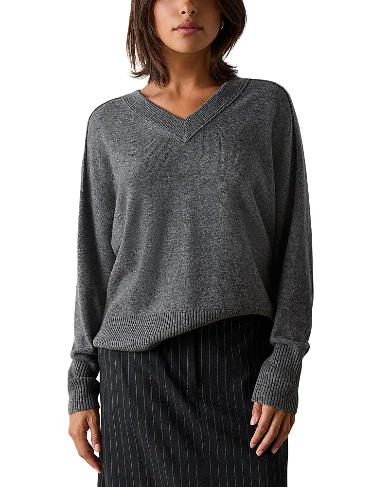 Cashmere Seam Detail V Neck Sweater by Whistles
