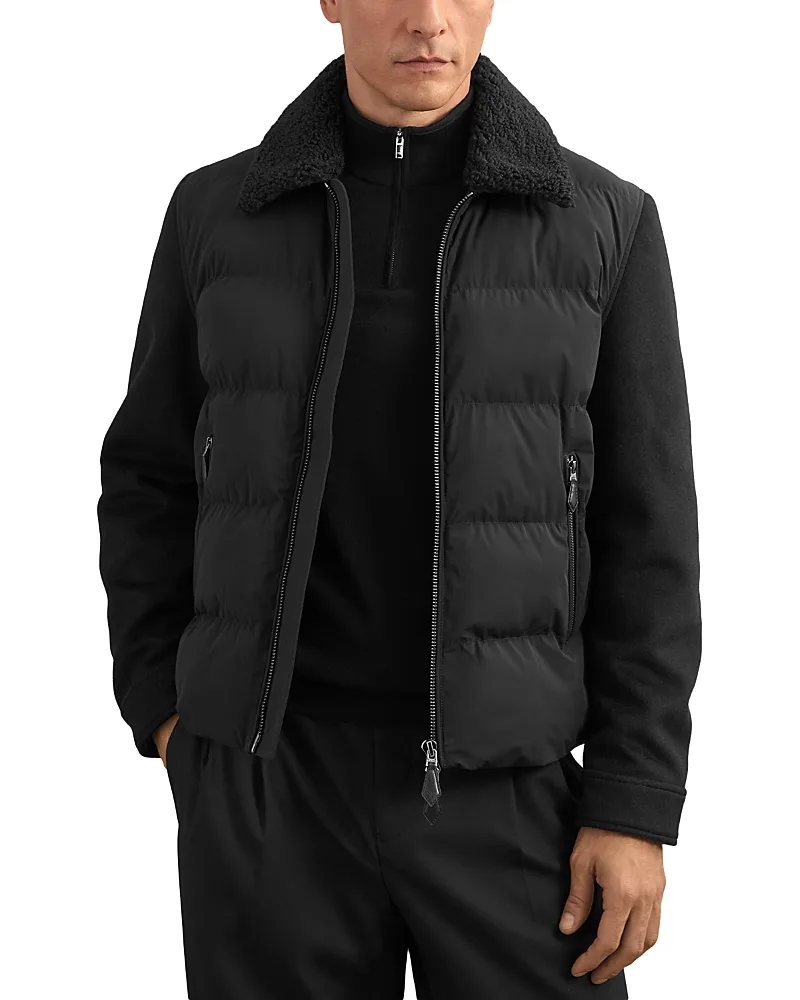 Maximus Quilted Faux Shearling Collar Jacket by Reiss