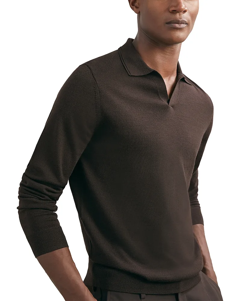 Milburn Merino Wool Long Sleeve Polo Shirt by Reiss