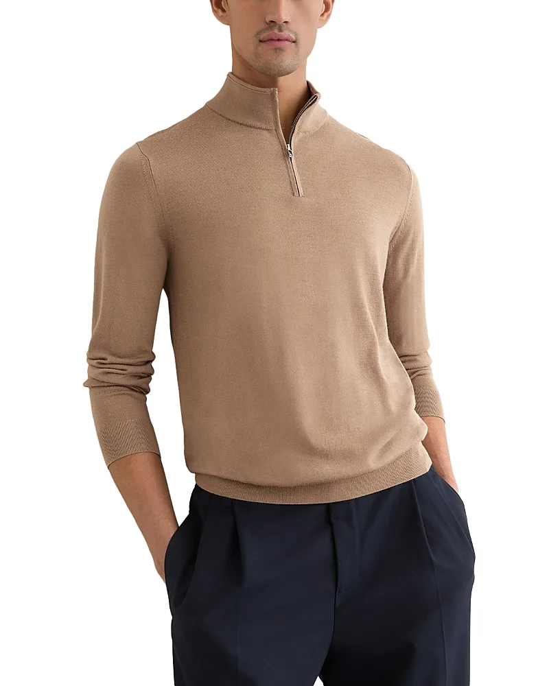 Blackhall Merino Funnel Neck Half Zip Pullover by Reiss