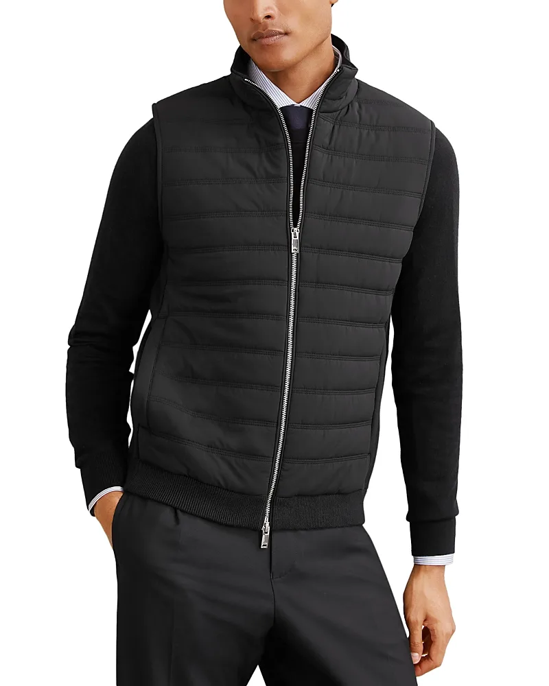 Newford Stand Collar Quilted Zip Gilet by Reiss