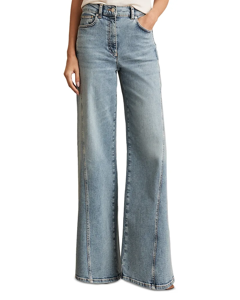 Fern Twist Seam High Rise Wide Leg Jeans by Reiss
