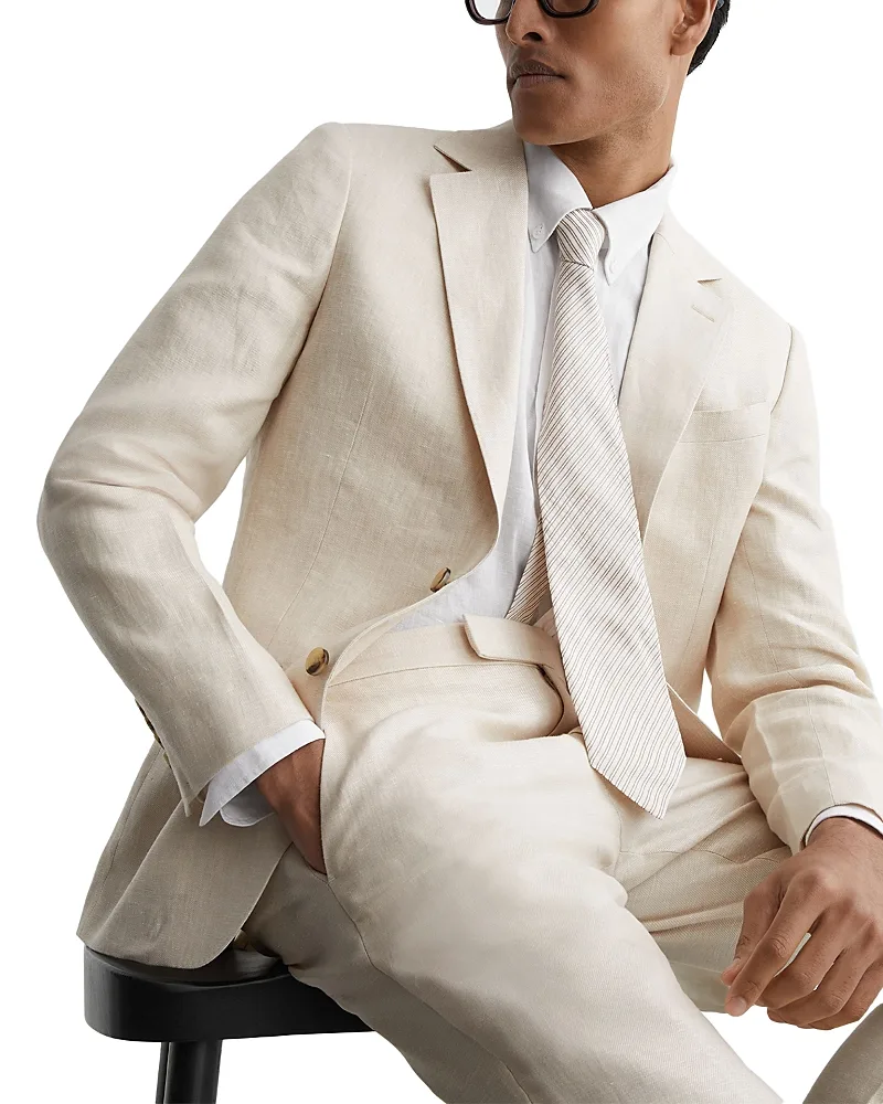 Atlantic Tailored Fit Linen Blazer - Stone by Reiss