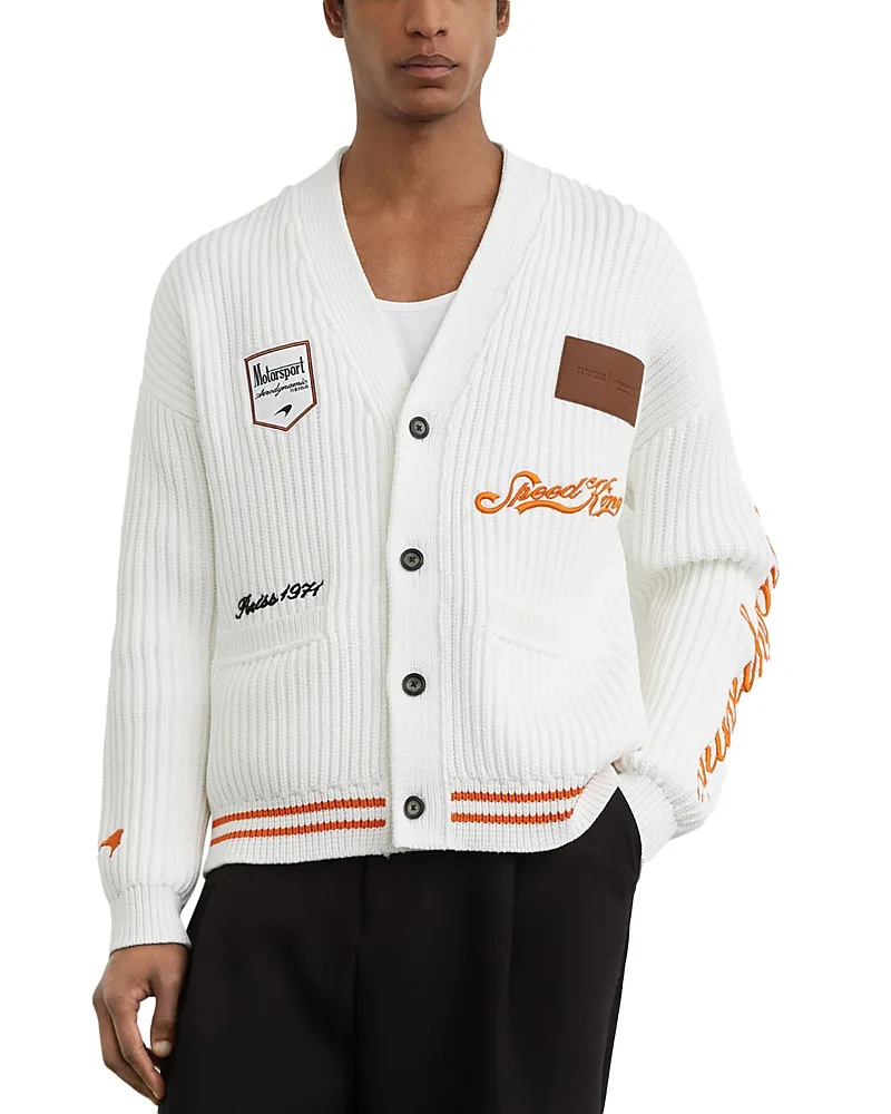 Halden McLaren Racing Cotton Blend V Neck Cardigan by Reiss
