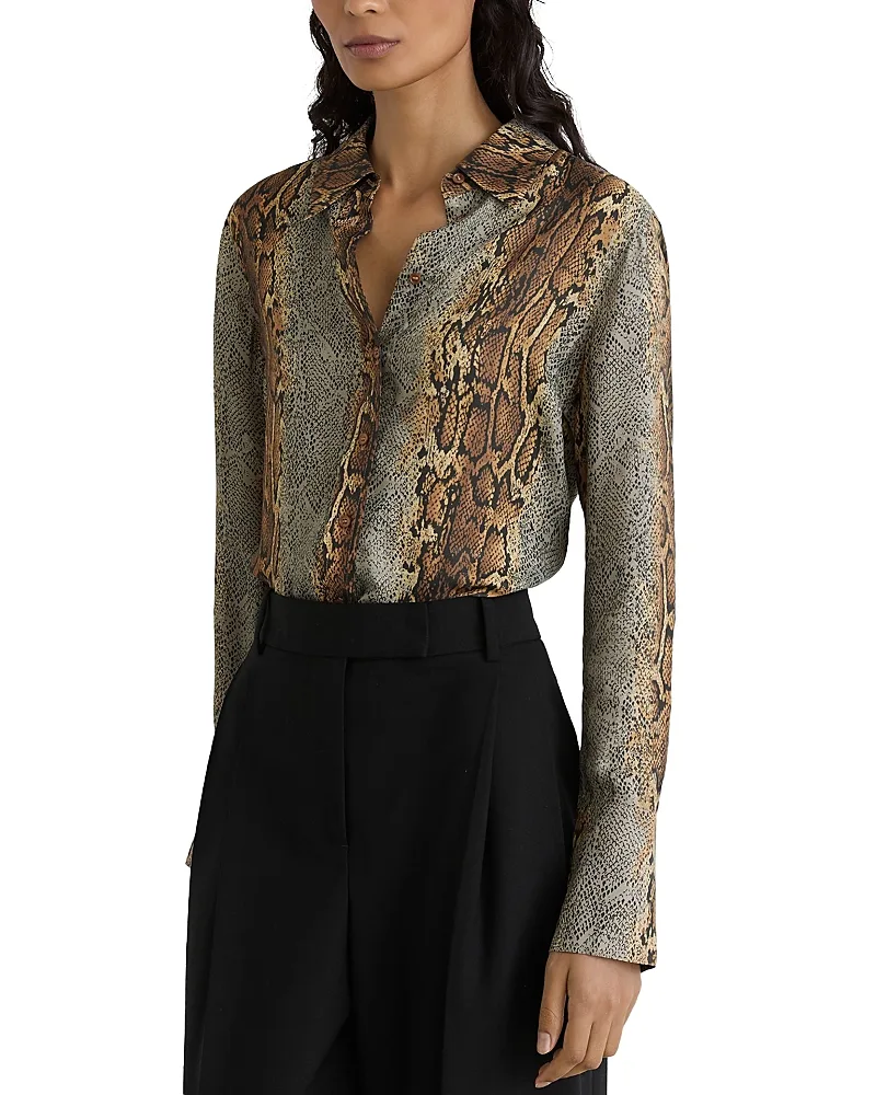 Lyla Snakeskin Print Shirt by Reiss