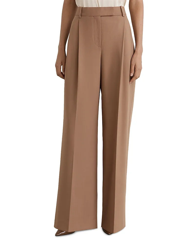 Luna High Rise Pleated Wide Leg Pants by Reiss