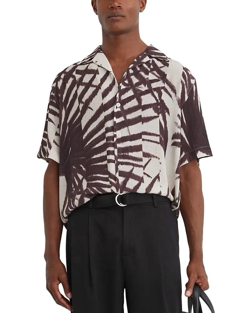 Shindora Palm Print Cuban Collar Shirt