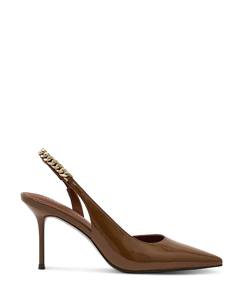 Lucia Chain Detail Patent Leather Slingback Pumps by Reiss