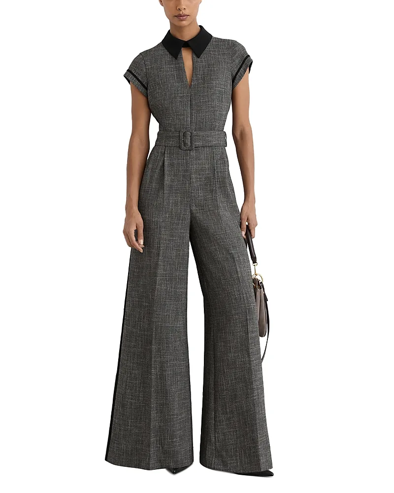 Bella Belted Wide Leg Jumpsuit by Reiss