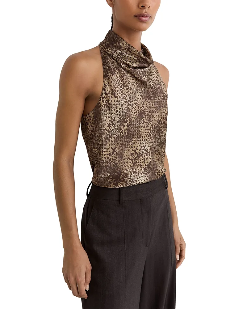 Krissy Silk Cowl Neck Sleeveless Top by Reiss