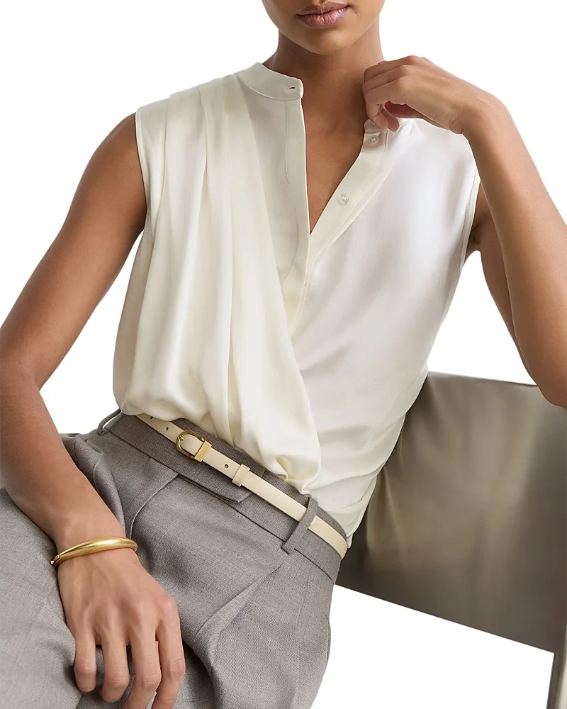 Gia Silk Draped Sleeveless Blouse by Reiss