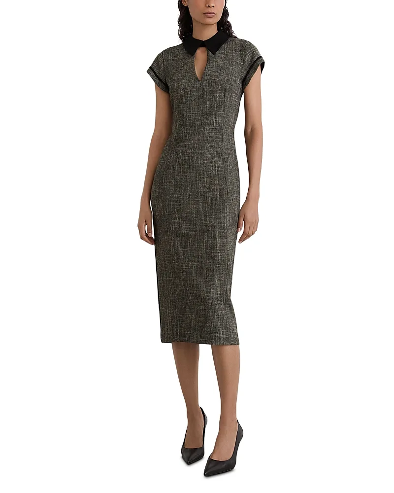 Ava Fitted Cap Sleeve Midi Dress by Reiss