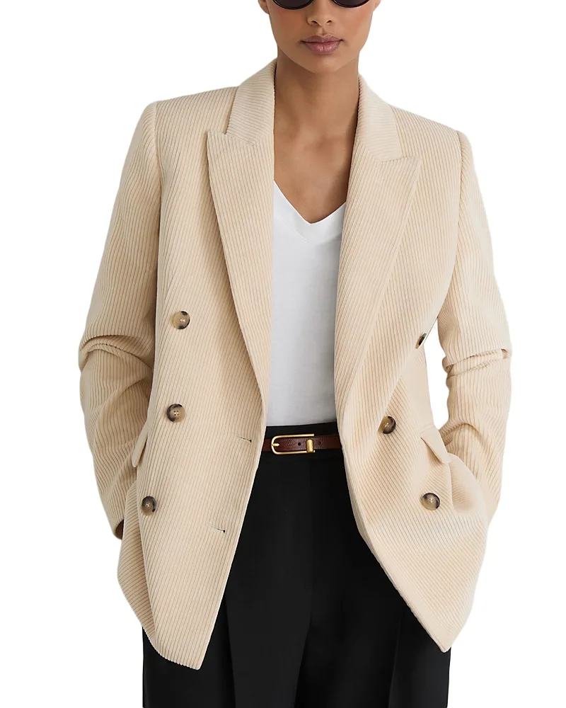 Sadie Cotton Double Breasted Blazer by Reiss