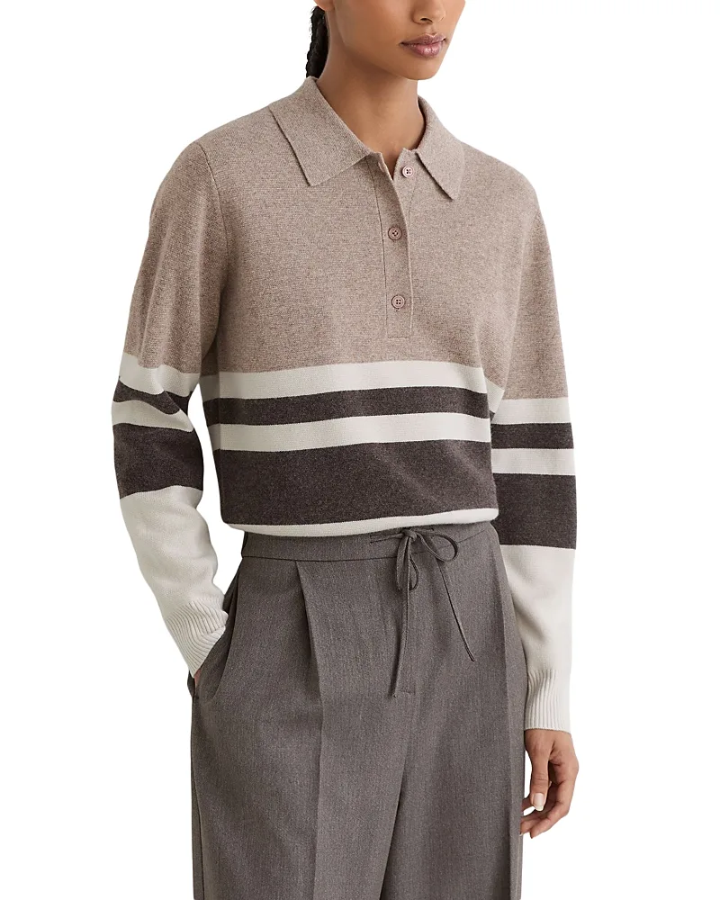 Bronte Cropped Rugby Shirt by Reiss