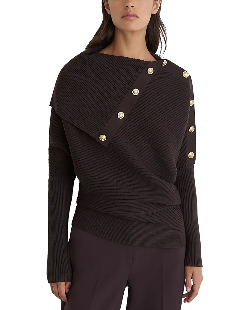 Lexi Asymmetric Shawl Collar Sweater by Reiss