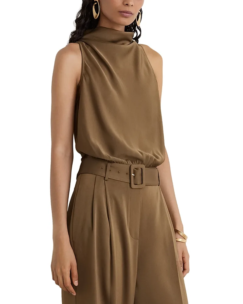 Erica Belted Satin Jumpsuit by Reiss
